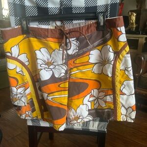 Roxy Women’s Floral Board Shorts in Yellow, Orange & Brown